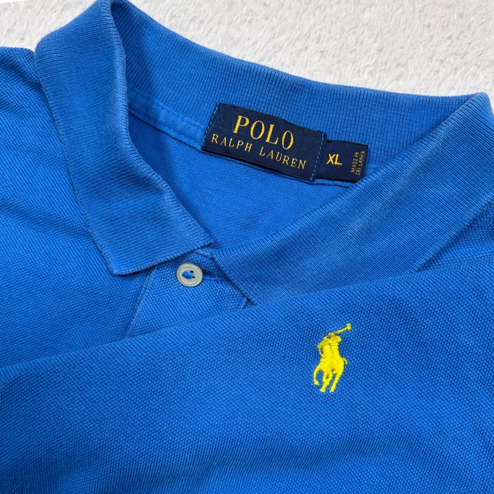 Polo Ralph Lauren Polo Shirt Mens XL Royal Blue Yellow Pony Logo Short Sleeve